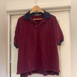 Vintage 2000 Walt Disney world Classic Maroon Polo Shirt with Navy Accents